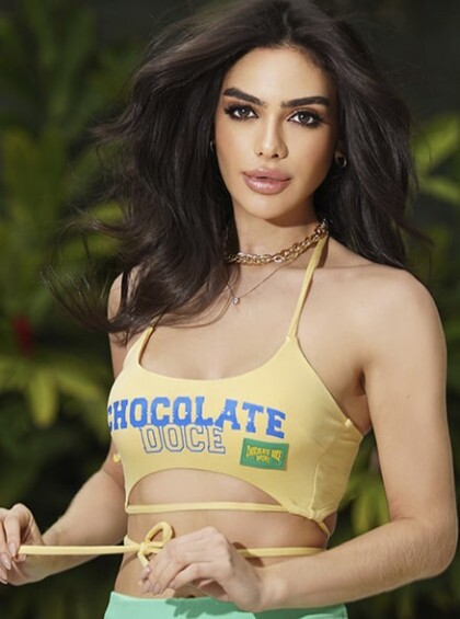 Cropped Chocolate Doce Lorena Amarelo
