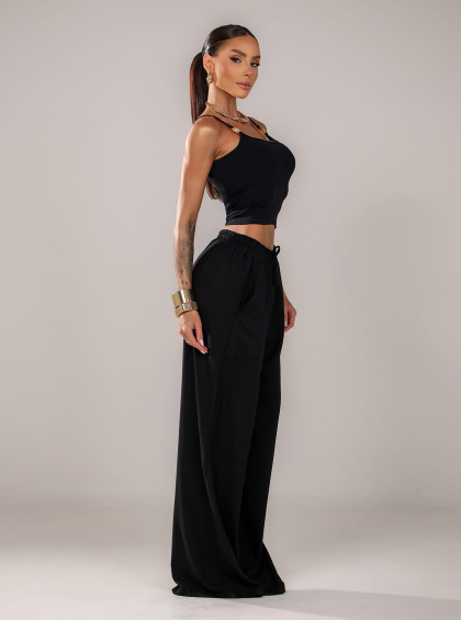 Calça Chocolate Doce Linho Bianca Preto