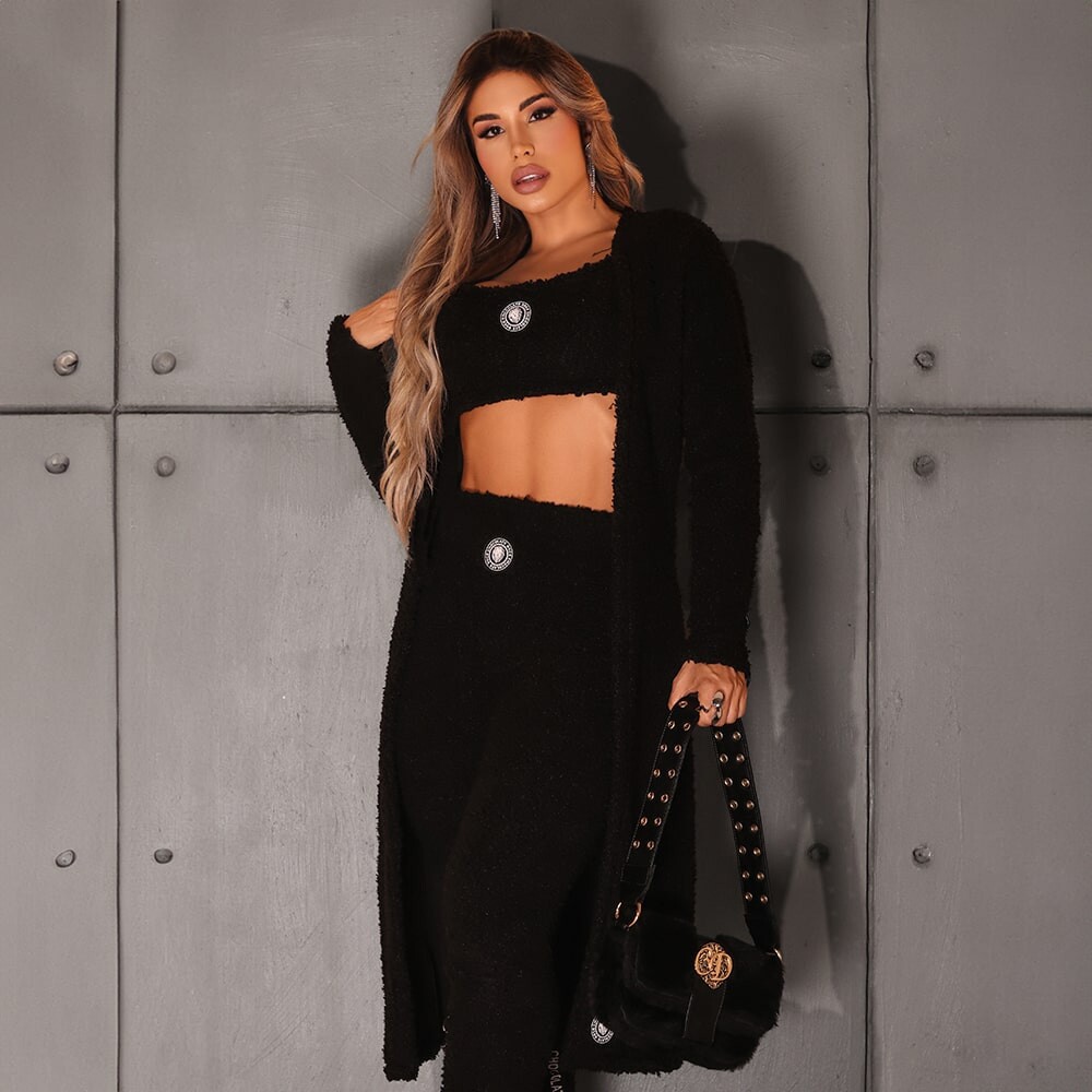 Cardigan Chocolate Doce Freja Preto