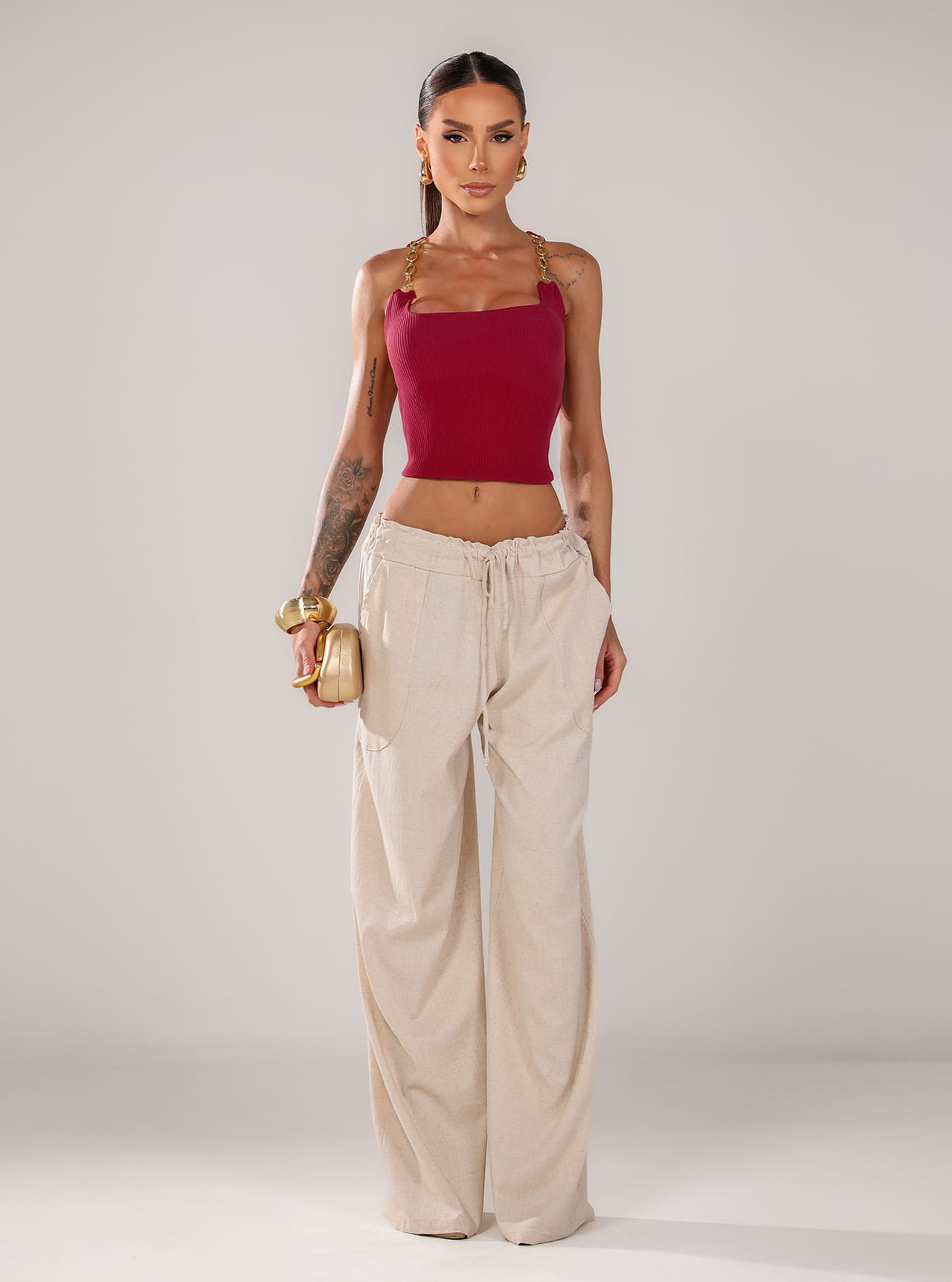 Calça Chocolate Doce Linho Bianca Off White