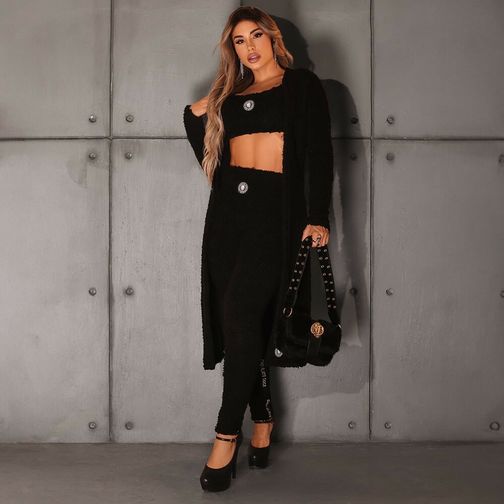 Cardigan Chocolate Doce Freja Preto