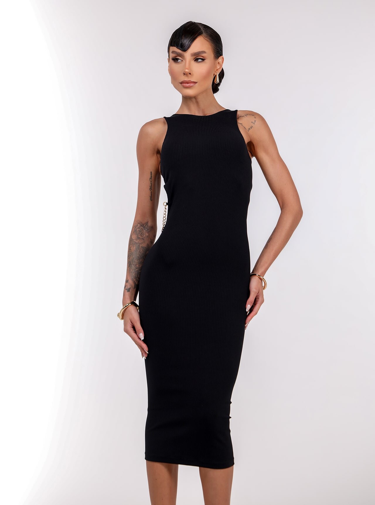 Vestido midi Chocolate Doce Nobreza preto