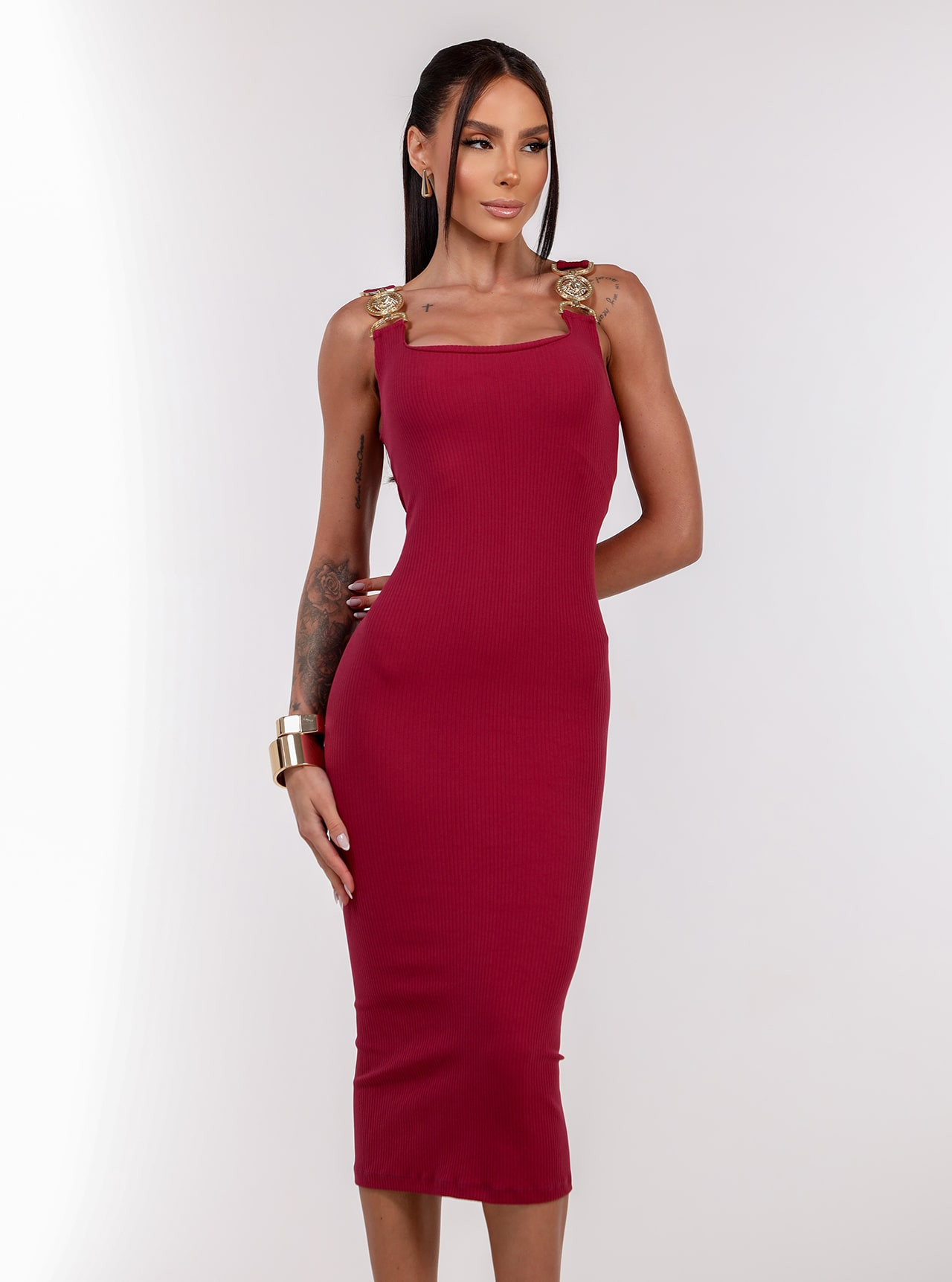 Vestido Midi Chocolate Doce Opulencia Vinho