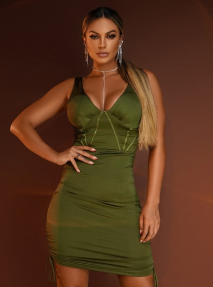 Vestido Chocolate Doce Lis Militar