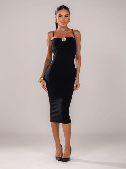 Vestido Chocolate Doce Distinção Preto