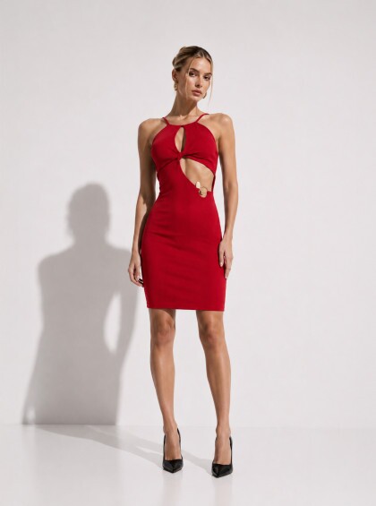 Vestido Chocolate Doce Margarete Canelado Vermelho