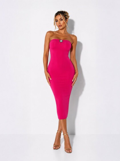 Vestido Chocolate Doce Midi Tomara Que Cai Margo Pink
