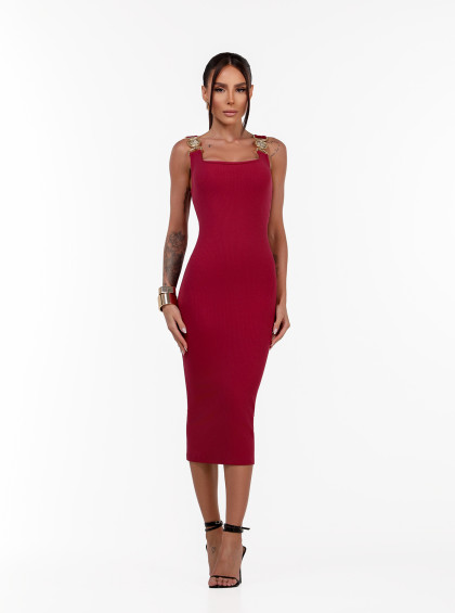 Vestido Midi Chocolate Doce Opulencia Vinho