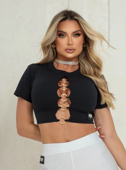 Cropped Chocolate Doce Leticia Preto