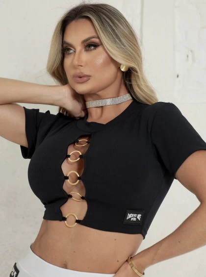 Cropped Chocolate Doce Leticia Preto