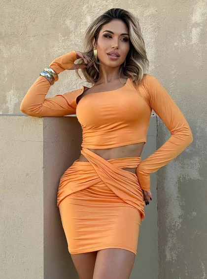 Conjunto Chocolate Doce Jade Laranja