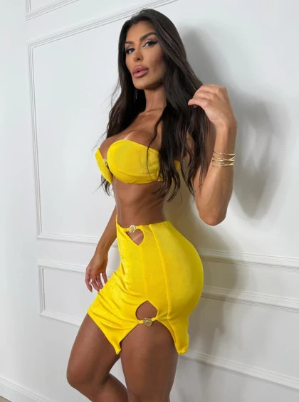Conjunto Chocolate Doce Priscila Amarelo