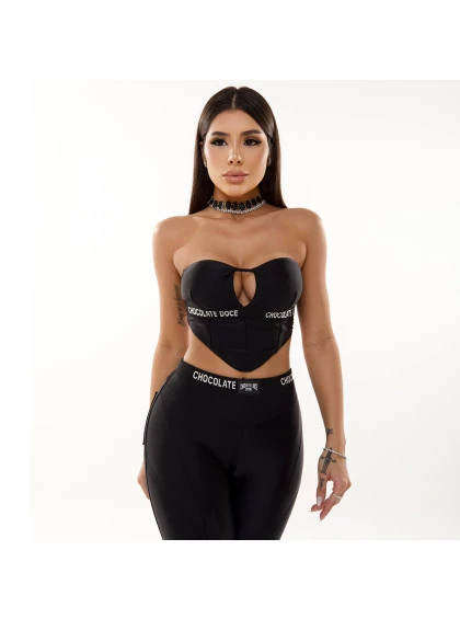 Conjunto Chocolate Doce Vina Preto