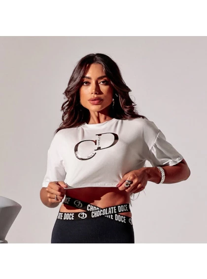 Cropped Chocolate Doce CD Branco