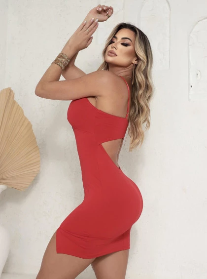 Vestido Chocolate Doce Aveline Vermelho