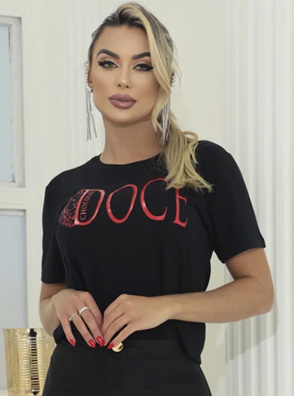 T-shirt Leão Doce Preto