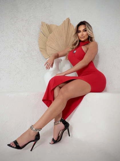Vestido Chocolate Doce Valência Vermelho