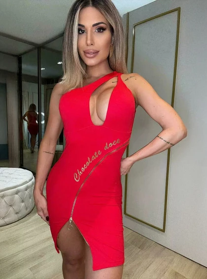 Vestido Chocolate Doce Ebano Vermelho