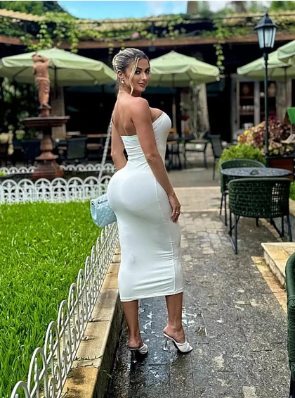 Vestido Chocolate Doce Midi Tomara Que Cai Margo Off White