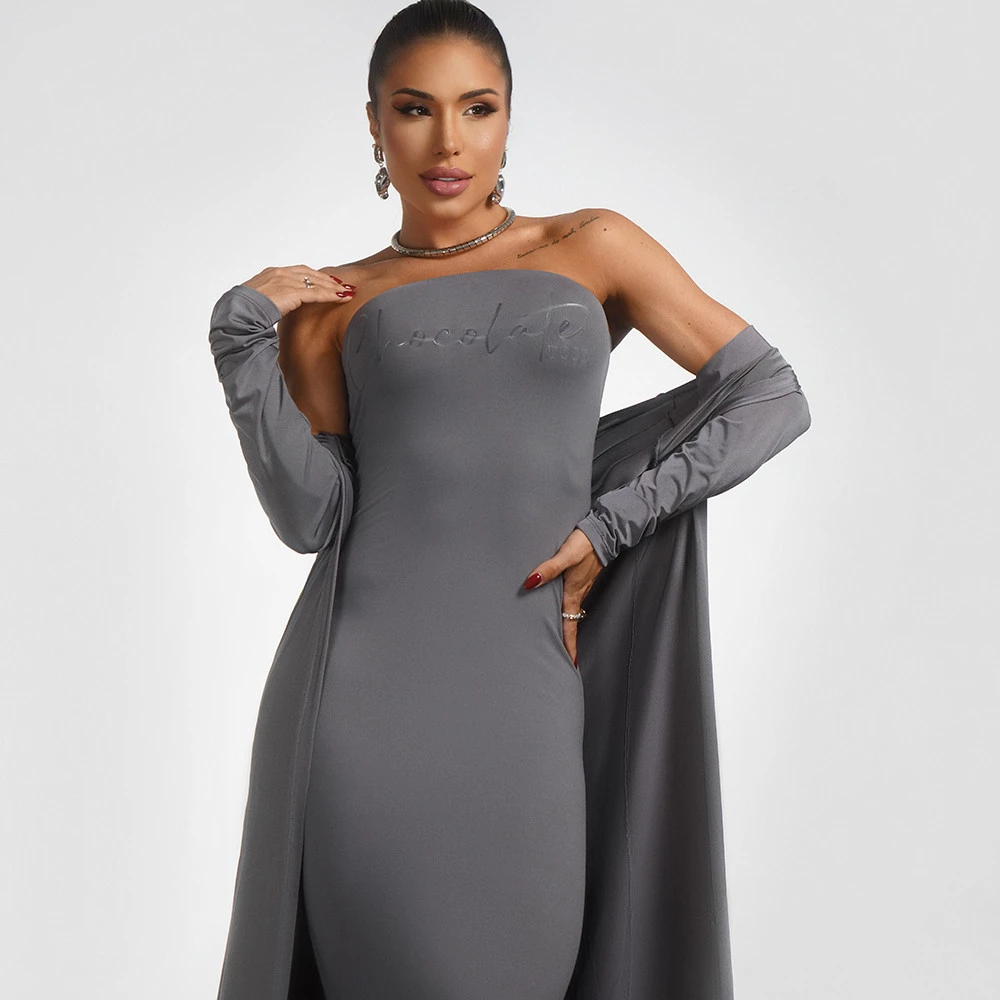 Vestido Chocolate Doce Margo com estampa Cinza