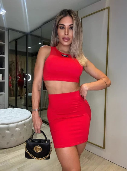 Conjunto Chocolate Doce Lali Vermelho