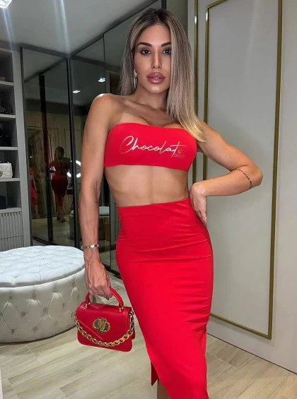 Conjunto Chocolate Doce Fatal Vermelho