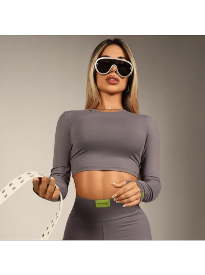 Cropped Chocolate Doce Agape Cinza