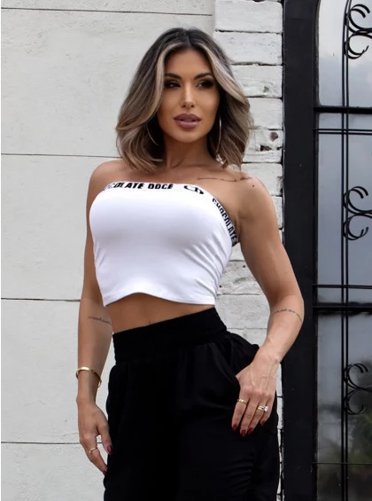 Cropped Chocolate Doce Florenza Branco