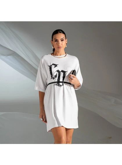 Camisetão Chocolate Doce Nefeli Estampado Branco