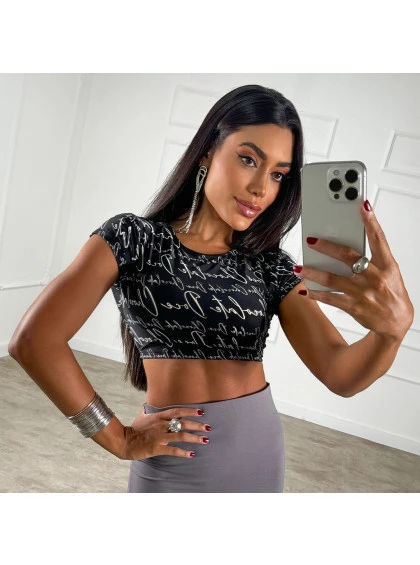 Cropped Chocolate Doce Gabby Preto