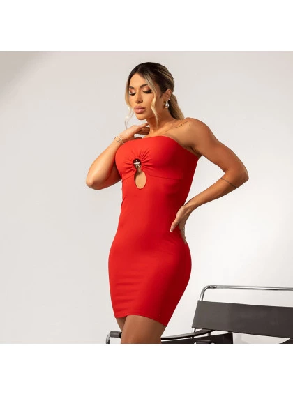 Vestido Chocolate Doce Estrela Vermelho