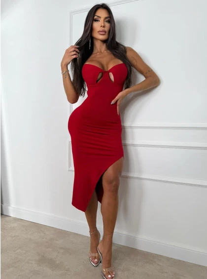 Vestido Chocolate Doce Harmonia Vermelho