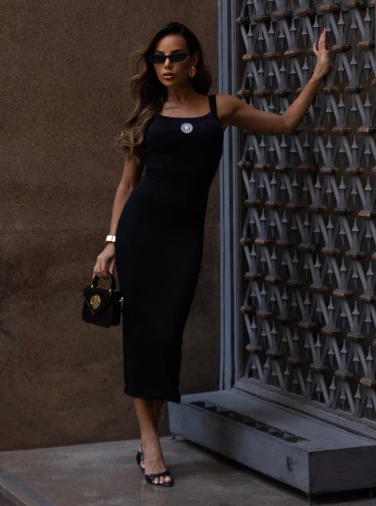 Vestido Chocolate Doce Longo Florelia preto