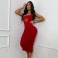 Vestido Midi Chocolate Doce Hibisco Vermelho