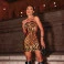 Vestido tigrado curto Chocolate Doce Pepper